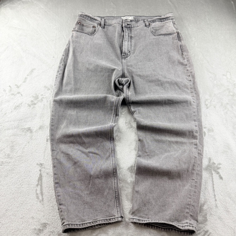 Abercrombie & Fitch Curve Love Women's 33/16 Ultra HR Ankle Straight Gray Jeans